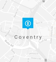 Coventry pin on a map background