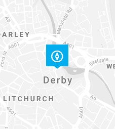 Derby pin on a map background