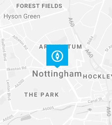 Nottingham pin on a map background