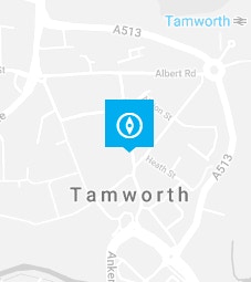 Tamworth pin on a map background