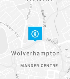 Wolverhampton pin on a map background